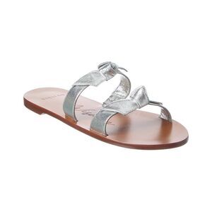 Alexandre Birman Clarita Holiday Season Leather Flat Sandal, Silver